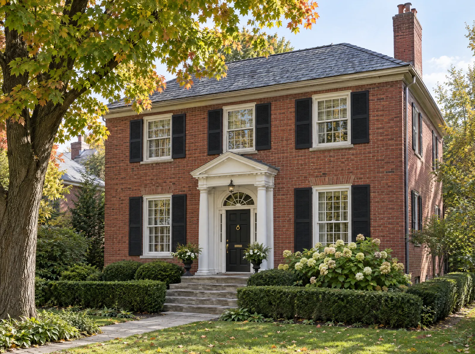 Illustration of a red-brick Georgian Revival home in Leaside